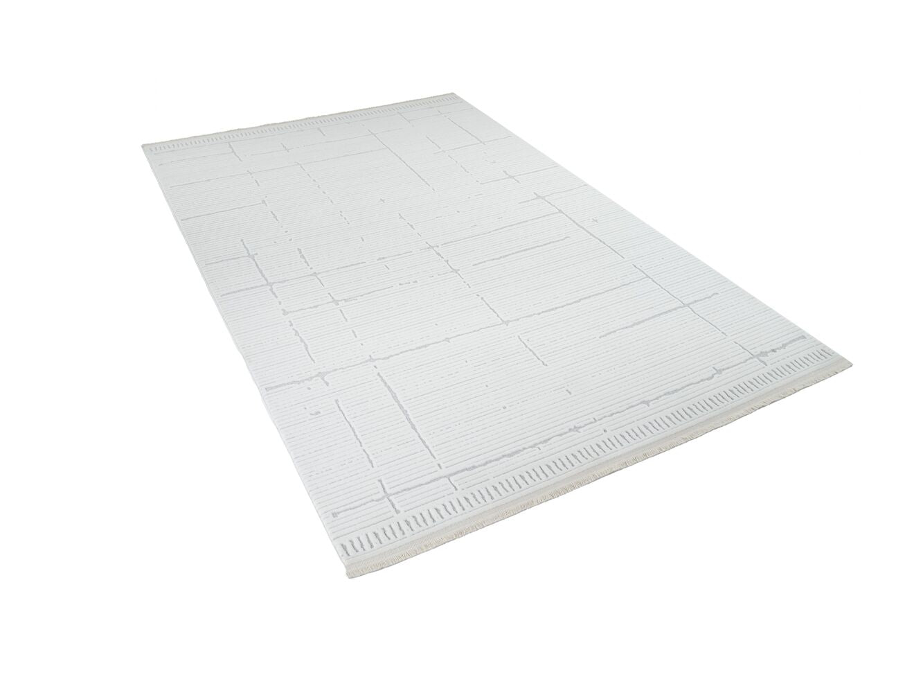 Origami 6941 Beyaz Gri - Polyester Dokuma Halı | Modern Salon Halısı